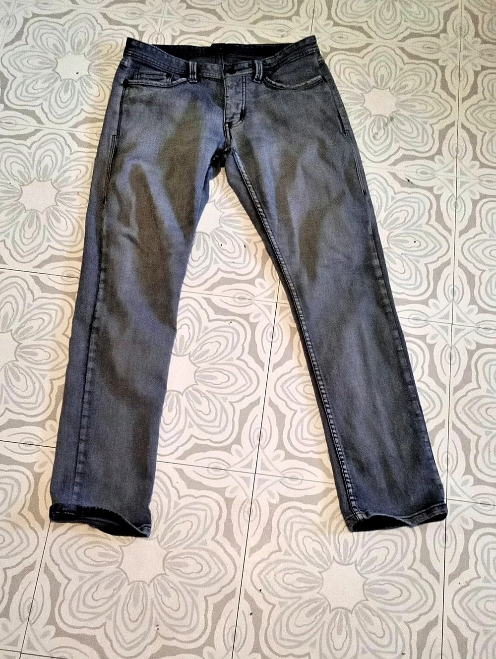 Womens Rough Wear Foreign Exchange Straight Leg Blue Jeans 30/29 Button Fly